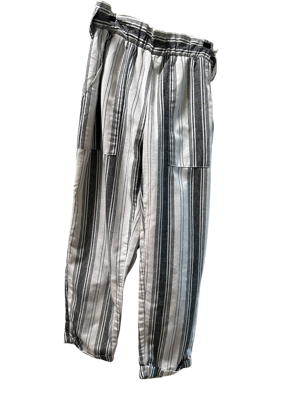 Ci Sono Black and White Striped Cargo Pants
